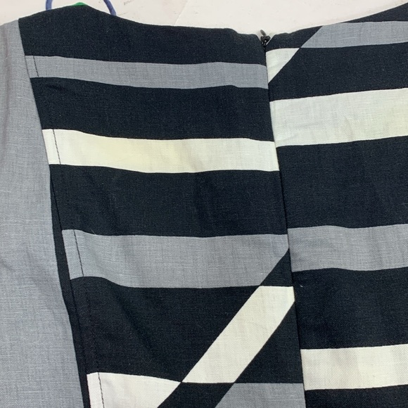 Derek Lam Linen Dress Size 4 Short Cap sleeve Zip up Geometric Multicolor Earthy - Picture 12 of 15